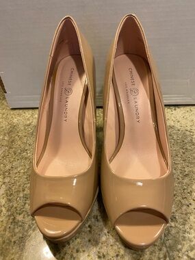 Chinese Laundry Nude platform Patent Peep-Toe Heels
